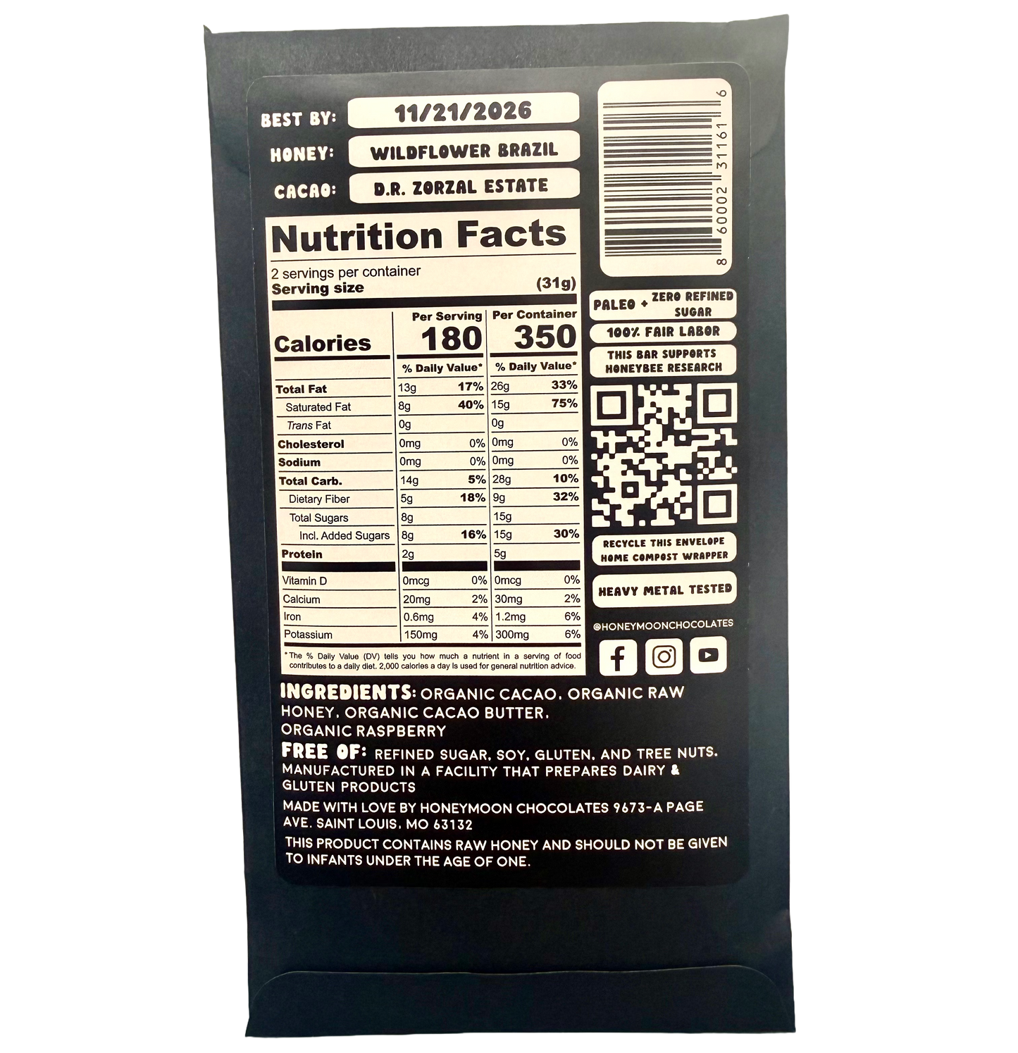 Case of 12 Raspberry Dark Chocolate